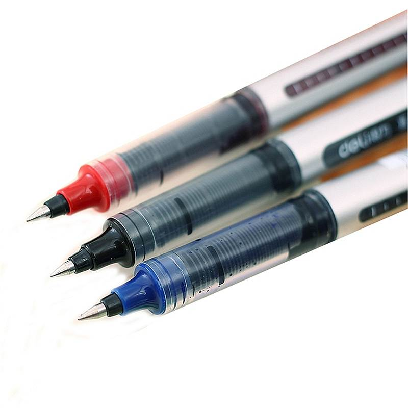 得力(deli)0.5mm蓝色直液式走珠签字笔学生考试中性笔12支/盒S656