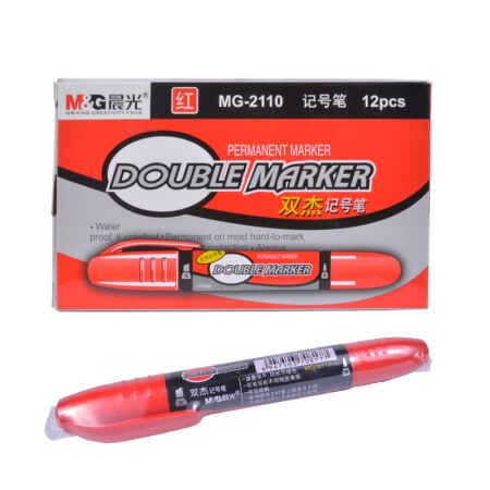 晨光文具MG2110双杰记号笔马克笔油性CD光盘笔勾勒笔大双头双头记号笔粗线大头记号笔油性大头笔速干 红色 