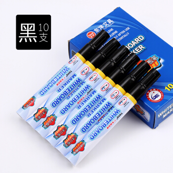 东洋（TOYO）白板笔 可擦水性笔办公会议黑板笔纤维笔头办公文具用品笔大容量粗笔头白板笔 （黑色10支） 计价单位:支  