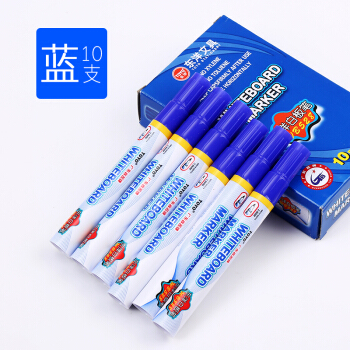东洋（TOYO）白板笔 可擦水性笔办公会议黑板笔纤维笔头办公文具用品笔大容量粗笔头白板笔 蓝色10支  计价单位:支